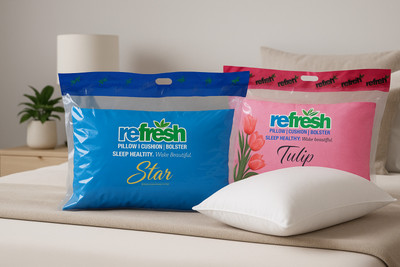 Refresh Microfibre Sleeping Pillow Pack of 2 Solid Fiber(White)