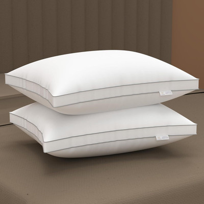 MY ARMOR Gusseted Hotel Pillow for Sleeping Hypoallergenic Bed Pillow Soft and Supportive Down & Feather Solid Sleeping Pillow Pack of 2(White)