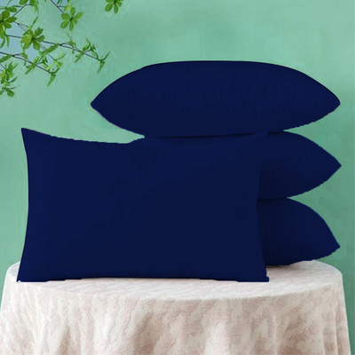ADBENI HOME Microfibre Solid Cushion Pack of 4(Navy Blue)