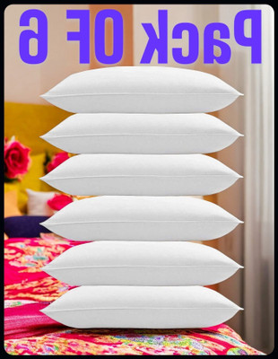 JAYOG ENTERPRISE White Pillow 6 Microfibre Solid Sleeping Pillow Pack of 6(White)