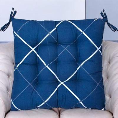 SOFT SNOOZE Soft Luxury Microfibre Solid Chair Pad Pack of 2(Blue)