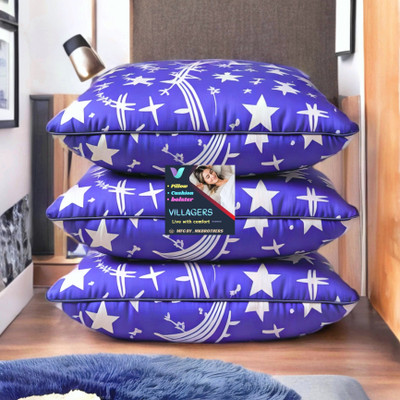 VILLAGERS LUXURY Microfibre Abstract Sleeping Pillow Pack of 3(Blue)
