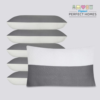 Flipkart Perfect Homes Home & furnish Microfibre Geometric Sleeping Pillow Pack of 6(White, Grey)