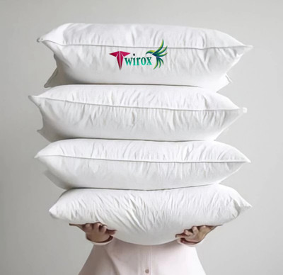 TWIROX LUXURY Polyester Fibre Abstract Sleeping Pillow Pack of 4(White)