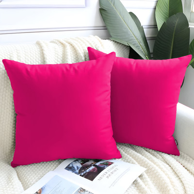 Daddy Cool Velvet Cushion With Cover Microfibre Solid Cushion Pack of 2(Rani Pink)