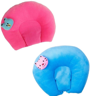 Ducudu Mustard Pillow For Newborn Baby Round Head Shaping Baby Pillow Microfibre Toons & Characters Baby Pillow Pack of 2(Rose pink or Blue)