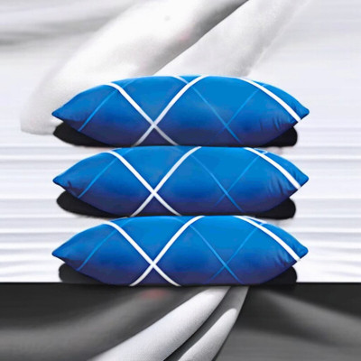 fulffystyl Microfibre Sleeping Pillow Pack of 3 Solid luxury(Blue)