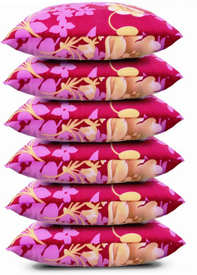 SOFT SNOOZE Luxury Polyester Fibre Abstract Sleeping Pillow Pack of 6(Pink)