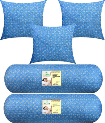 ACTOS Microfibre Bolster Pack of 5 Floral 3 Cushion 2(Light Blue)