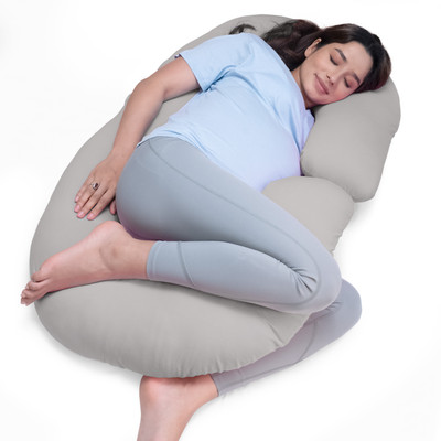 LuvLap Polyester Fibre Solid Pregnancy Pillow Pack of 1(Grey)