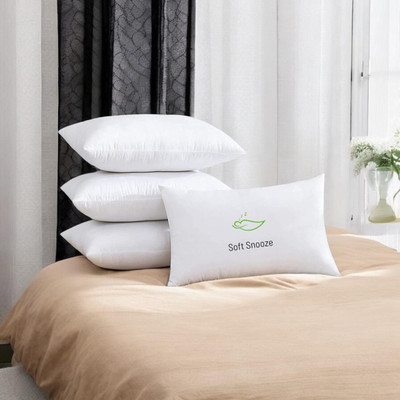 SOFT SNOOZE SOFT LUXURY Microfibre Solid Sleeping Pillow Pack of 4(White)