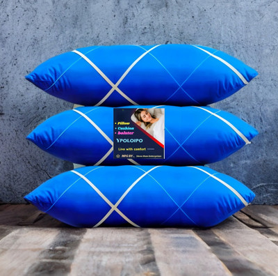 YPOLOIPO LUXURY Polyester Fibre Abstract Sleeping Pillow Pack of 3(Blue)