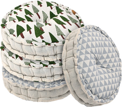 KUBER INDUSTRIES Microfibre Solid Chair Pad Pack of 4(Grey, Green)