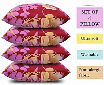 Urmila Creation Polyester Fibre Sleeping Pillow Pack of 4 Abstract LUXURY(Pink)