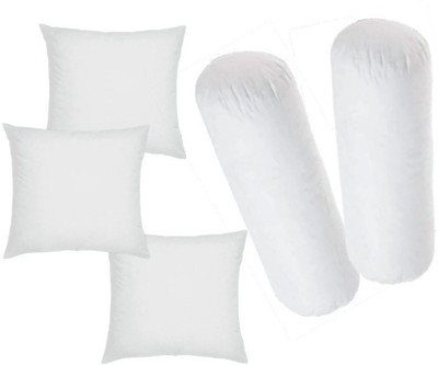 GTX Microfibre Bolster Pack of 5 Solid DIWAN Set of 2 Bolster and 3(White)