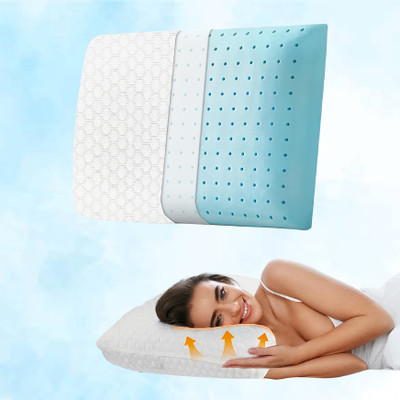AYKA Memory Foam Solid Orthopaedic Pillow Pack of 1(White, Grey)