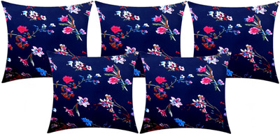 ACTOS Microfibre Floral Cushion Pack of 5(Blue)