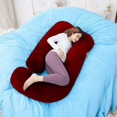 THUKRAN Polyester Fibre Solid Pregnancy Pillow Pack of 1(Maroon)
