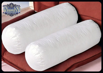 JAI SHRI Round Microfibre Solid Bolster Pack of 2(White)