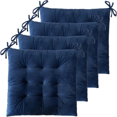 SIE STORE Microfibre Solid Chair Pad Pack of 1(Blue)