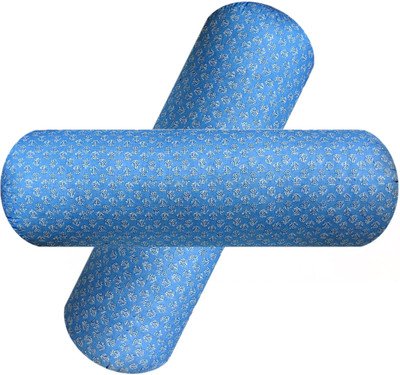 GKM Microfibre Floral Bolster Pack of 2(Light Blue)