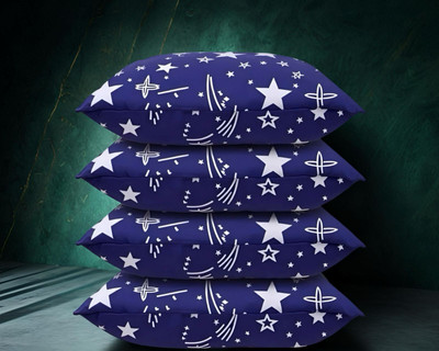 Regnar Luxury Polyester Fibre Abstract Sleeping Pillow Pack of 4(Blue)