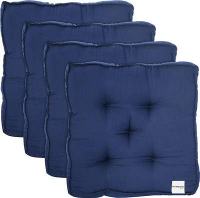 HOMESTIC by Kuber Industries Microfibre Solid Chair Pad Pack of 4(Navy Blue)