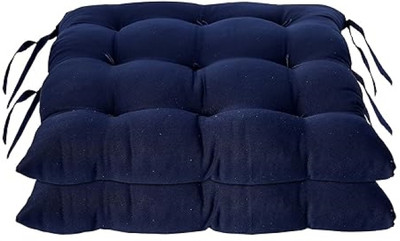 LivSpacey Microfibre Chair Pad Pack of 2 Solid Square Seat Cushion for Home, Office & Car | Soft Sitting Cushion 40x40 cm(Blue)