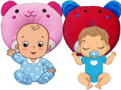TURIYA Microfibre Baby Pillow Pack of 2 Toons & Characters(Pink, Red)