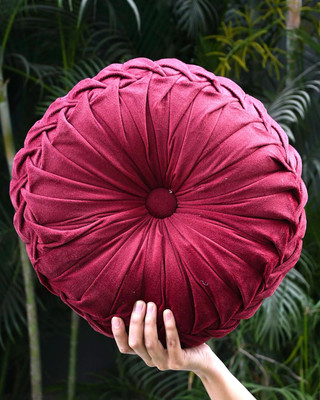 iravara Polyester Fibre Solid Cushion Pack of 1(Red)