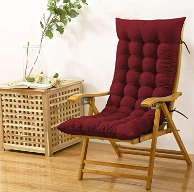 SOFT SNOOZE Microfibre Chair Pad Pack of 1 Solid Soft Ultra Luxury(Maroon)