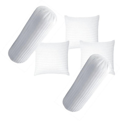 GTX Premium Diwan set of 3 cushions and 2 blaster Microfibre Stripes Bolster Pack of 5(White)