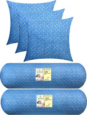 ACTOS 3 Cushion 2 Microfibre Floral Bolster Pack of 5(Light Blue)