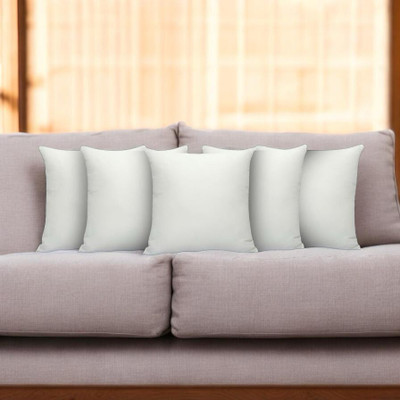 SOFT SNOOZE Soft Luxury Microfibre Solid Cushion Pack of 5(White)