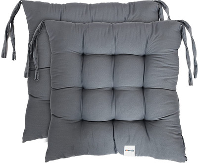 HOMESTIC by Kuber Industries Microfibre Solid Chair Pad Pack of 2(Grey)