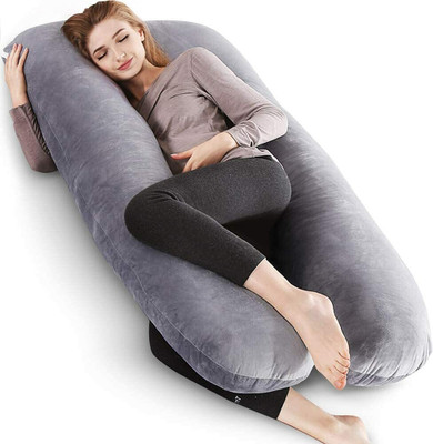OZLY ultra soft u shape pregnancy pillow Microfibre, Polyester Fibre Solid Pregnancy Pillow Pack of 1(Grey)