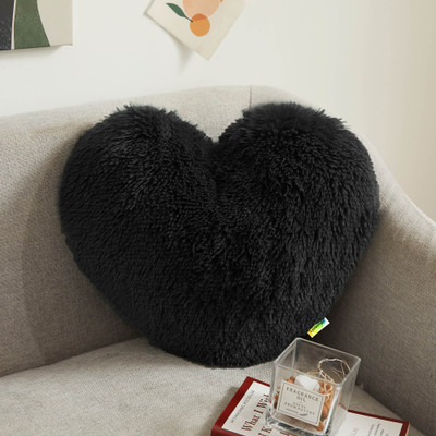 Cyuteenuts Furry cushion Microfibre Solid Cushion Pack of 1(Black)
