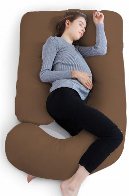 Mom's Moon Upgrade Model Of Pregnancy Pillow Microfibre Solid Pregnancy Pillow Pack of 1(Brown)