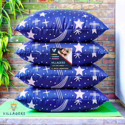 Gaulpastore LUXURY Cotton Solid Sleeping Pillow Pack of 4(Blue)
