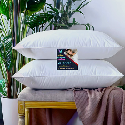 VILLAGERS Cotton Sleeping Pillow Pack of 2 Solid LUXURY(White)