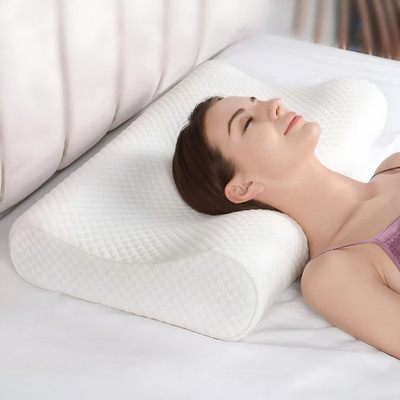 credicus Cervical Contour Memory Foam Pillow + Anti-Snoring + Stomached + Side Sleepers Memory Foam Solid Orthopaedic Pillow Pack of 1(Dark White)