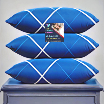 NKSNIMYSTORE LUXURY Microfibre Abstract Sleeping Pillow Pack of 3(Blue)