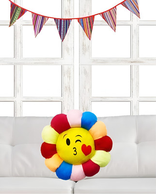 AARAVI TRADERS Microfibre Smiley Cushion Pack of 1(Multicolor)