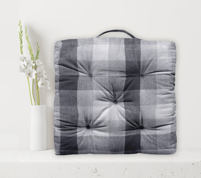 OASIS Cotton Stripes Floor Cushion Pack of 1(Grey)