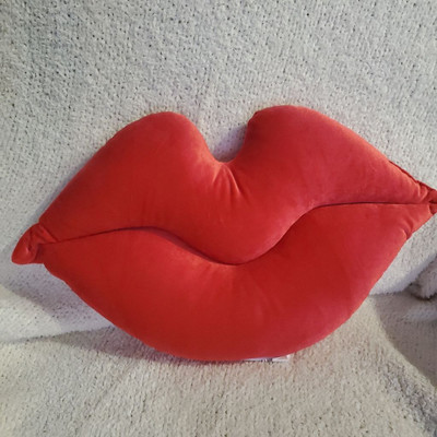 ellsy Red Lips Pillow Microfibre Solid Cushion Pack of 1(Red)