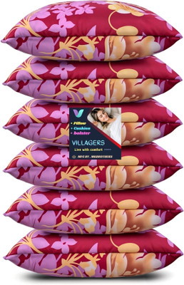 Tecsun LUXURY Polyester Fibre Abstract Sleeping Pillow Pack of 6(Pink)