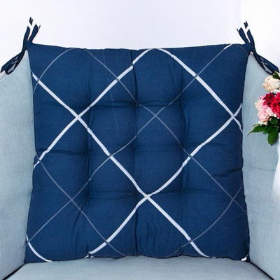 SOFT SNOOZE Soft Luxury Microfibre Solid Chair Pad Pack of 2(Blue)