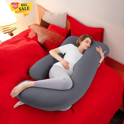 THUKRAN Polyester Fibre Solid Pregnancy Pillow Pack of 1(Grey)