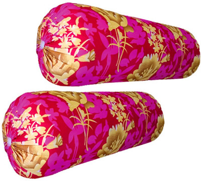 SANJU BROTHER Microfibre Abstract Bolster Pack of 2(Purple)