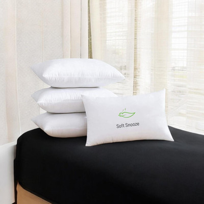 SOFT SNOOZE SOFT LUXURY Microfibre Solid Sleeping Pillow Pack of 4(White)